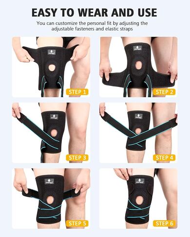 NEENCA Knee Brace for Knee Pain, Adjustable Knee Support with Patella Gel Pad & Side Spring Stabilizers, Knee Wrap for Arthritis, Meniscus Tear, ACL, Knee Pain Relief, Runner, Sport - FSA/HSA Approved in Saudi Arabia
