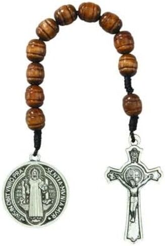 Angel Threads Boutique 9" Fabulous Saint Benedict Pocket/Purse Wood Rosary Rosario Catholic Psalm 37:3 in Saudi Arabia