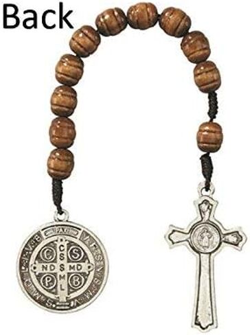 Angel Threads Boutique 9" Fabulous Saint Benedict Pocket/Purse Wood Rosary Rosario Catholic Psalm 37:3 in Saudi Arabia