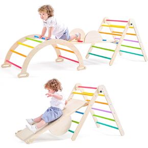 مجموعة مثلثات بيكلر 5 في 1، ألعاب تسلق للأطفال كبيرة الحجم قابلة للطي، صالة ألعاب رياضية داخلية للأطفال الصغار 1-3 مجموعة تسلق مونتيسوري خشبية، مثلث بيكلر ارتفاع قابل للتعديل، ألعاب أطفال مع منحدر منزلق in Kuwait