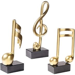 ZOVIE 3pcs Music Note Decor Musical Sculpture Statue Resin Music Note Figurine for Home Piano Gifts（Gold Music Notes） in Saudi Arabia