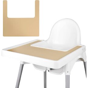 High Chair Placemat, Durable High Chair Placemat Silicone, Clean and Hygienic, Suitable for IKEA Antilop Highchai, for Toddlers and Babies (Gray)