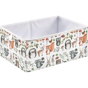 Cute Woodland Animals Storage Basket Storage Bin Rectangular Collapsible Toy Boxs Fabric Storage Organizer for Kids Room Bedroom