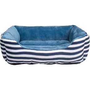 سرير حيوانات أليفة مستطيل طويل مخطط باللونين الأزرق والأبيض مقاس صغير، من Happycare Textiles، 20 × 17 بوصة in Kuwait