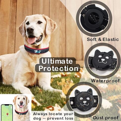 Yxiang طوق كلب مبطن ناعم، طوق كلب نايلون عاكس قابل للتعديل مع حامل AirTag، طوق سميك سميك للحيوانات الأليفة مع مشبك معدني متين وآمن للكلاب المتوسطة in Kuwait