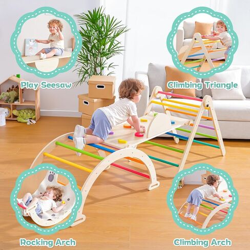 مجموعة مثلثات بيكلر 5 في 1، ألعاب تسلق للأطفال كبيرة الحجم قابلة للطي، صالة ألعاب رياضية داخلية للأطفال الصغار 1-3 مجموعة تسلق مونتيسوري خشبية، مثلث بيكلر ارتفاع قابل للتعديل، ألعاب أطفال مع منحدر منزلق in Kuwait