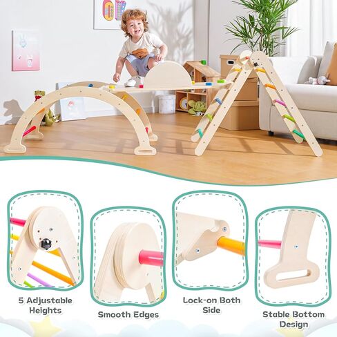 مجموعة مثلثات بيكلر 5 في 1، ألعاب تسلق للأطفال كبيرة الحجم قابلة للطي، صالة ألعاب رياضية داخلية للأطفال الصغار 1-3 مجموعة تسلق مونتيسوري خشبية، مثلث بيكلر ارتفاع قابل للتعديل، ألعاب أطفال مع منحدر منزلق in Kuwait