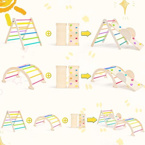 مجموعة مثلثات بيكلر 5 في 1، ألعاب تسلق للأطفال كبيرة الحجم قابلة للطي، صالة ألعاب رياضية داخلية للأطفال الصغار 1-3 مجموعة تسلق مونتيسوري خشبية، مثلث بيكلر ارتفاع قابل للتعديل، ألعاب أطفال مع منحدر منزلق in Kuwait