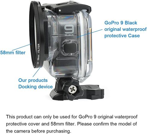 فوريفركام 58 ملم عدسة فلتر الأشعة فوق البنفسجية حلقة متوافقة مع GoPro Hero 9 حافظة مقاومة للماء سوداء in Kuwait