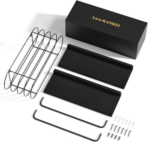 Love-KANKEI Floating Shelves Wall Mounted, Bathroom Shelf with Towel Bar, Wall Shelves with Wire Storage Basket,Wood Shelves for Kitchen Bedroom Living Room, Set of 3 White and Gold in Kuwait