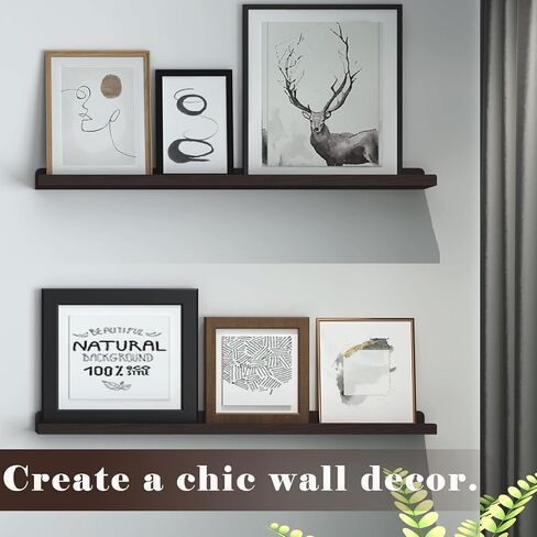 WELLAND Vista Photo Ledge Picture Display Wall Shelf Gallery, 48-inch, Set of 2, Espresso in Saudi Arabia