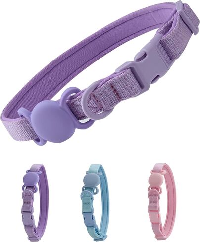 Petank Airtag Dog Collar for Small Medium Large Dogs, Soft Padded Dog Collars with Silicone Air Tag Device, Air Tag Dog Collar, Girl Dog Collars, Pink Dog Collar. (S, Purple) in Saudi Arabia