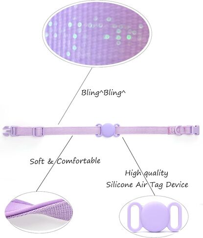 Petank Airtag Dog Collar for Small Medium Large Dogs, Soft Padded Dog Collars with Silicone Air Tag Device, Air Tag Dog Collar, Girl Dog Collars, Pink Dog Collar. (S, Purple) in Saudi Arabia