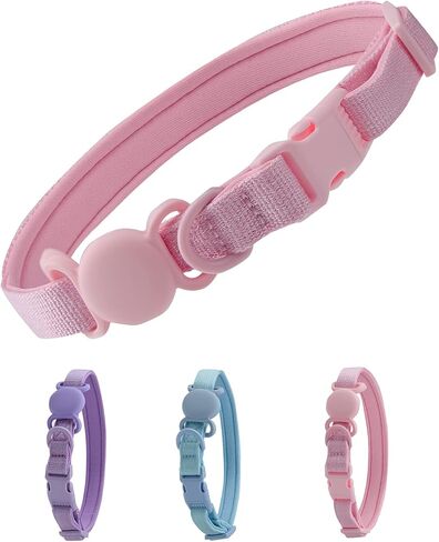 Petank Airtag Dog Collar for Small Medium Large Dogs, Soft Padded Dog Collars with Silicone Air Tag Device, Air Tag Dog Collar, Girl Dog Collars, Pink Dog Collar. (S, Purple) in Saudi Arabia