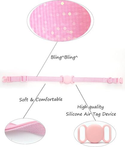 Petank Airtag Dog Collar for Small Medium Large Dogs, Soft Padded Dog Collars with Silicone Air Tag Device, Air Tag Dog Collar, Girl Dog Collars, Pink Dog Collar. (S, Purple) in Saudi Arabia