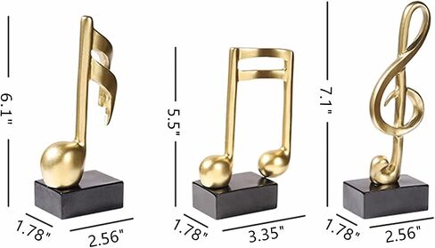 ZOVIE 3pcs Music Note Decor Musical Sculpture Statue Resin Music Note Figurine for Home Piano Gifts（Gold Music Notes） in Saudi Arabia