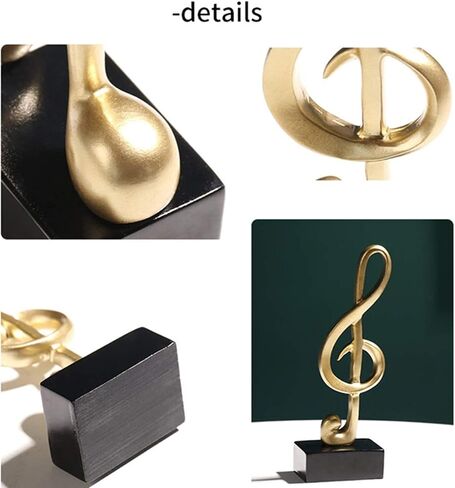 ZOVIE 3pcs Music Note Decor Musical Sculpture Statue Resin Music Note Figurine for Home Piano Gifts（Gold Music Notes） in Saudi Arabia