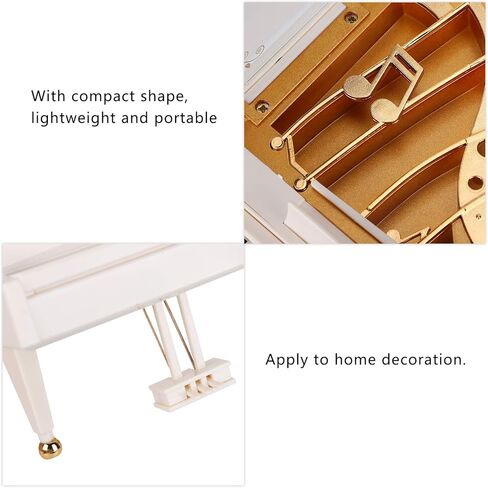 صندوق موسيقى بيانو ابيض مقاس 4.9 × 4.7 × 5.7 انش، صناديق موسيقية صغيرة لتزيين الطاولة كهدية للكريسماس واعياد الميلاد وعيد الحب in Kuwait