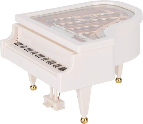 صندوق موسيقى بيانو ابيض مقاس 4.9 × 4.7 × 5.7 انش، صناديق موسيقية صغيرة لتزيين الطاولة كهدية للكريسماس واعياد الميلاد وعيد الحب in Kuwait