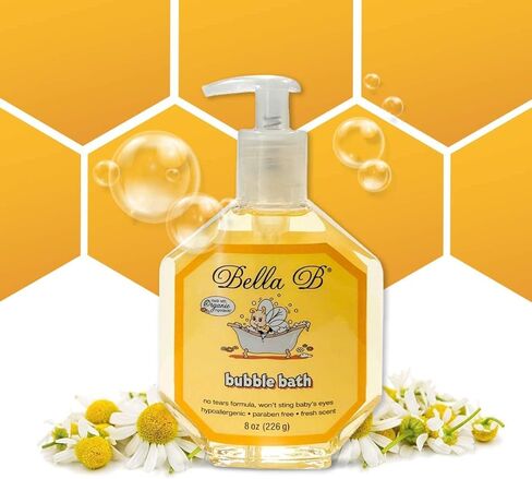 BELLA B Bubble Bath for Baby & Kids 8 oz - Organic Bubble Bath for Toddlers - Toddler Bubble Bath Tear-Free Baby Bubble Bath Organic - Natural Bubble Bath for Kids - Tear-Free Bubble Bath - Kids Bath in Kuwait