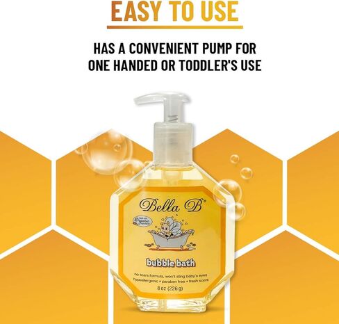 BELLA B Bubble Bath for Baby & Kids 8 oz - Organic Bubble Bath for Toddlers - Toddler Bubble Bath Tear-Free Baby Bubble Bath Organic - Natural Bubble Bath for Kids - Tear-Free Bubble Bath - Kids Bath in Kuwait