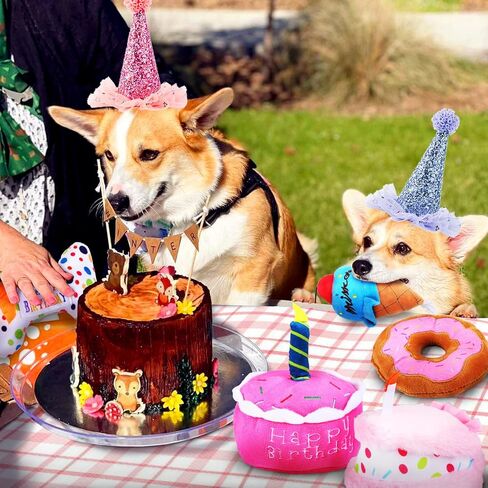 HIFUAR عيد ميلاد الكلب لعب للكلاب الصغيرة 5 حزمة صرير جرو مضغ لعبة هدية أفخم مضغ الكلب لعب الجرو الكعك دونات العظام الآيس كريم in Kuwait