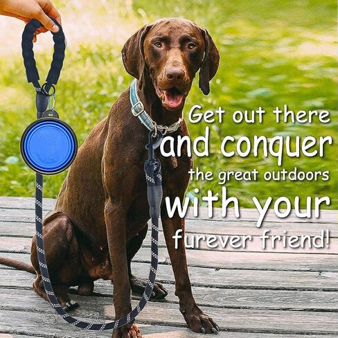 مقود كلب قوي كبير من النايلون العاكس مع مقبض مبطن مريح وخيوط عاكسة للغاية للكلاب الصغيرة والمتوسطة والكبيرة (أحمر) in Kuwait