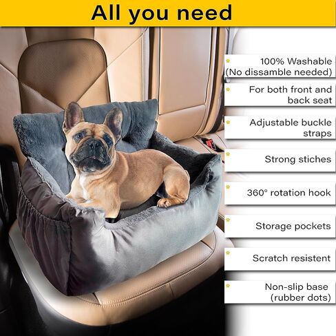 Moonlight Dog Car Seat for Small Dogs Under 25 and Medium Large Dogs Carrier Washable Booster Cover Comfort Pet Bed Cat Car Travel Seat Safety Straps Waterproof Non Slip (Small, Navy Blue) in Saudi Arabia