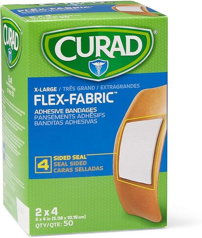 Medline Curad Flex-Fabric Adhesive Bandages with Stretch to Conform to Wounds, 2 x 4 Inches, (50 Count) in Saudi Arabia