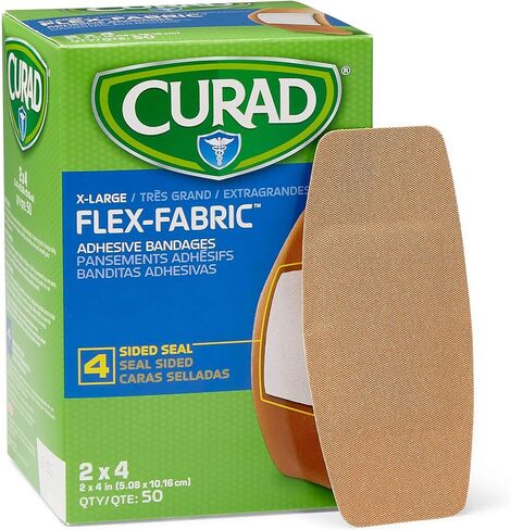 Medline Curad Flex-Fabric Adhesive Bandages with Stretch to Conform to Wounds, 2 x 4 Inches, (50 Count) in Saudi Arabia