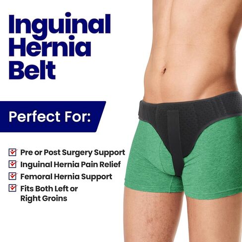 Hernia Belt for Men Inguinal Hernia Support - Groin or Lower Abdominal Hernia Truss Hernia Belts for Women or Mens Inguinal Hernias Support Belt With Pressure Pad Fits Left or Right Groins (Large) in Saudi Arabia