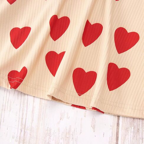 GLIGLITTR Toddler Baby Girls Valentine's Day Dress Love Heart Print Outfits Princess Ruffles Long Sleeve Twirly Skirt in Kuwait
