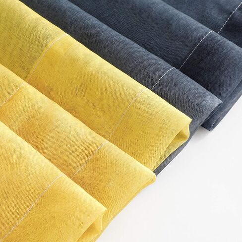 HOMEIDEAS 2 Panels Yellow and Grey Sheer Curtains for Girls Bedroom 52 X 96 Inch, Ombre Linen Curtains Rod Pocket Drapes for Nursery Kids Window and Living Room in Saudi Arabia