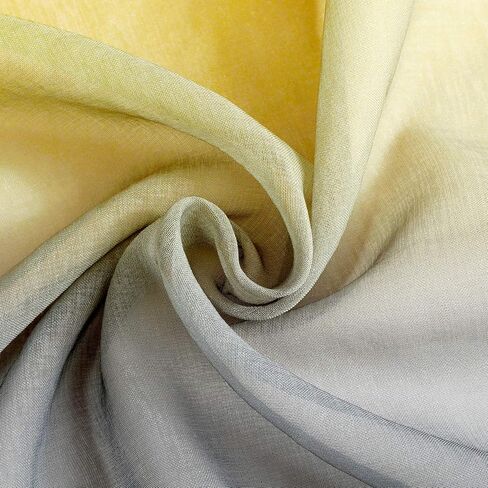 HOMEIDEAS 2 Panels Yellow and Grey Sheer Curtains for Girls Bedroom 52 X 96 Inch, Ombre Linen Curtains Rod Pocket Drapes for Nursery Kids Window and Living Room in Saudi Arabia