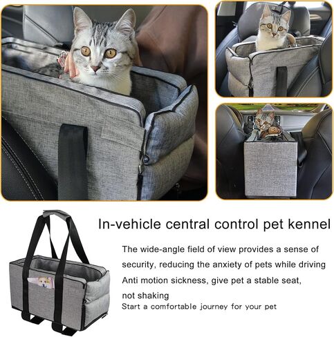 ele ELEOPTION Dog Car Seat Dog Armrest Seat Console Dog Car Seat Included Safety Tethers Pet Car Seat Travel Bag Suitable for Small Dogs Cats (Pets up 13 lbs) in Saudi Arabia