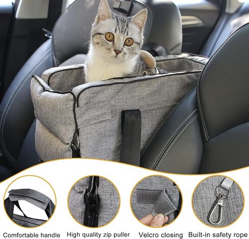 ele ELEOPTION Dog Car Seat Dog Armrest Seat Console Dog Car Seat Included Safety Tethers Pet Car Seat Travel Bag Suitable for Small Dogs Cats (Pets up 13 lbs) in Saudi Arabia