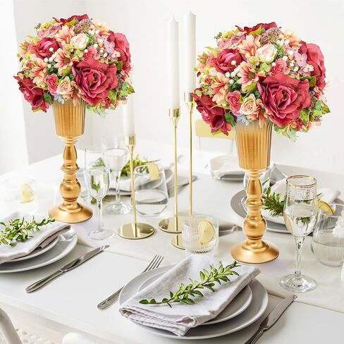 Frcctre 2 Pack Metal Wedding Flower Trumpet Vase, 12.4 Inch Tall Flower Stand, Decorative Centerpiece Artificial Flower Arrangements for Wedding, Birthday, Anniversary Ceremony, Home Decor in Saudi Arabia