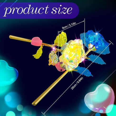 Lyrow Valentines Light Up Rose LED Galaxy Forever Rose Flower Gifts الملونة زهرة قوس قزح الاصطناعية لحبيبك صديقة أمي عيد الأم عيد ميلاد الزفاف عيد الميلاد 9.84 بوصة (وردي، 24 قطعة) in Kuwait