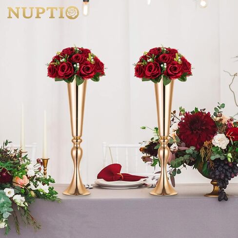 NUPTIO كرات زهرة لقطع الزفاف المركزية - 2 جهاز كمبيوتر شخصى 9.5 بوصة قطرها وهمية زهرة الكرة ترتيب باقة الحزب المركزية للطاولات - باقة الورد الأزرق الملكي الزهور المركزية للطاولة in Kuwait