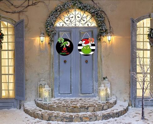 علامة باب عيد الميلاد للباب الأمامي Grinch علامة الباب عيد الميلاد باب شماعات عيد الميلاد معلقة علامة الباب إكليل الباب في الهواء الطلق ديكور الجدار الداخلي لعطلة عيد الميلاد، أسود، sdmgshou in Saudi Arabia