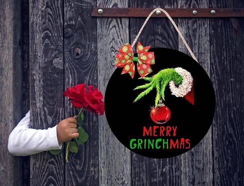 علامة باب عيد الميلاد للباب الأمامي Grinch علامة الباب عيد الميلاد باب شماعات عيد الميلاد معلقة علامة الباب إكليل الباب في الهواء الطلق ديكور الجدار الداخلي لعطلة عيد الميلاد، أسود، sdmgshou in Saudi Arabia