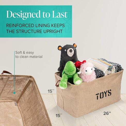 Woffit Set of 2 Toy Storage Organizer Baskets for Nursery, Playroom, Kids & Living Room, Etc, EXTRA LARGE Sturdy and Collapsible Tote Bins for Children & Dog Toys Great Chest Box for Boys & Girls in Saudi Arabia