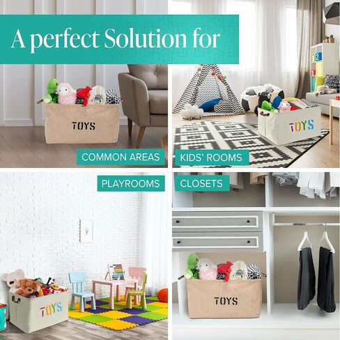 Woffit Set of 2 Toy Storage Organizer Baskets for Nursery, Playroom, Kids & Living Room, Etc, EXTRA LARGE Sturdy and Collapsible Tote Bins for Children & Dog Toys Great Chest Box for Boys & Girls in Saudi Arabia