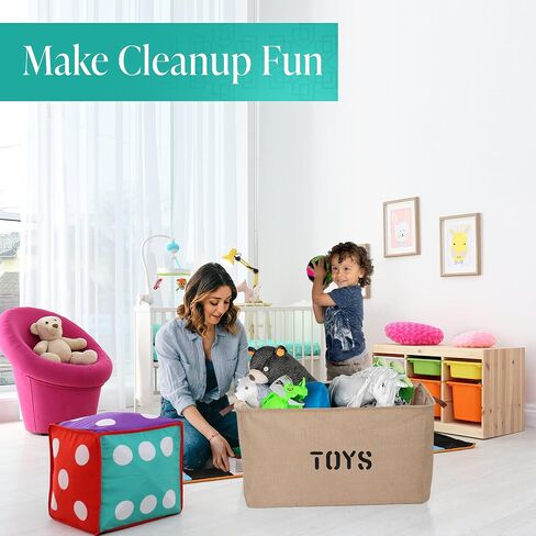 Woffit Set of 2 Toy Storage Organizer Baskets for Nursery, Playroom, Kids & Living Room, Etc, EXTRA LARGE Sturdy and Collapsible Tote Bins for Children & Dog Toys Great Chest Box for Boys & Girls in Saudi Arabia