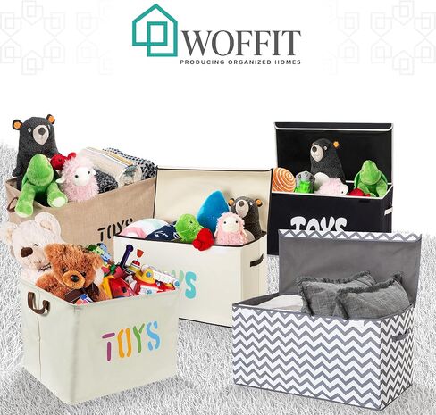 Woffit Set of 2 Toy Storage Organizer Baskets for Nursery, Playroom, Kids & Living Room, Etc, EXTRA LARGE Sturdy and Collapsible Tote Bins for Children & Dog Toys Great Chest Box for Boys & Girls in Saudi Arabia