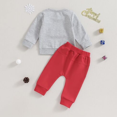 Madjtlqy Baby Girl Boy Christmas Outfits Embroidery Long Sleeve Sweatshirts Long Pants 2Pcs Fall Clothes Set in Saudi Arabia