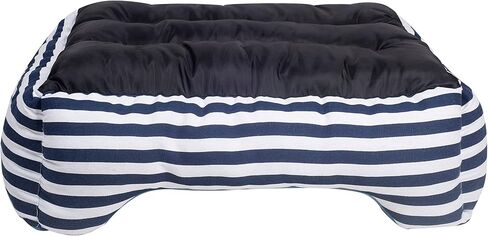 سرير حيوانات أليفة مستطيل طويل مخطط باللونين الأزرق والأبيض مقاس صغير، من Happycare Textiles، 20 × 17 بوصة in Kuwait