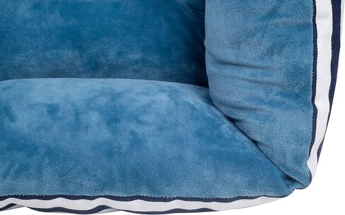 سرير حيوانات أليفة مستطيل طويل مخطط باللونين الأزرق والأبيض مقاس صغير، من Happycare Textiles، 20 × 17 بوصة in Kuwait