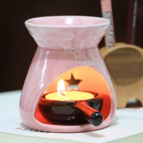 موقد الزيوت العطرية السيراميكي الملون من Warmself، حامل شموع شموع مزخرفة، مجموعة من 3 in Kuwait