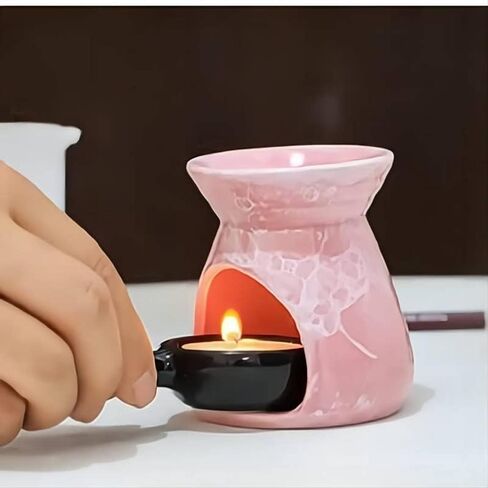 موقد الزيوت العطرية السيراميكي الملون من Warmself، حامل شموع شموع مزخرفة، مجموعة من 3 in Kuwait